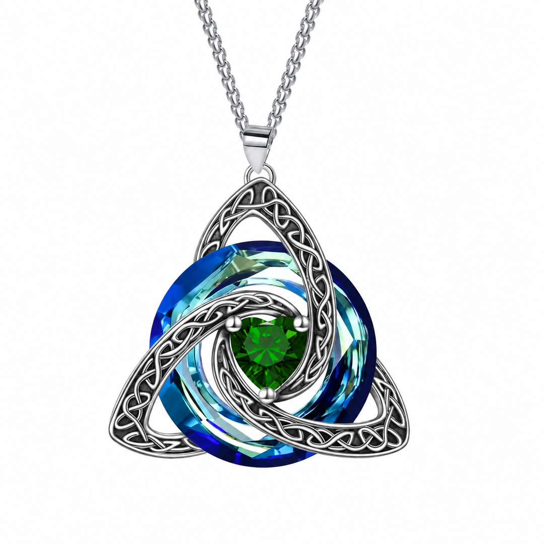 Trinity Knot Birthstone Heart Pendant
