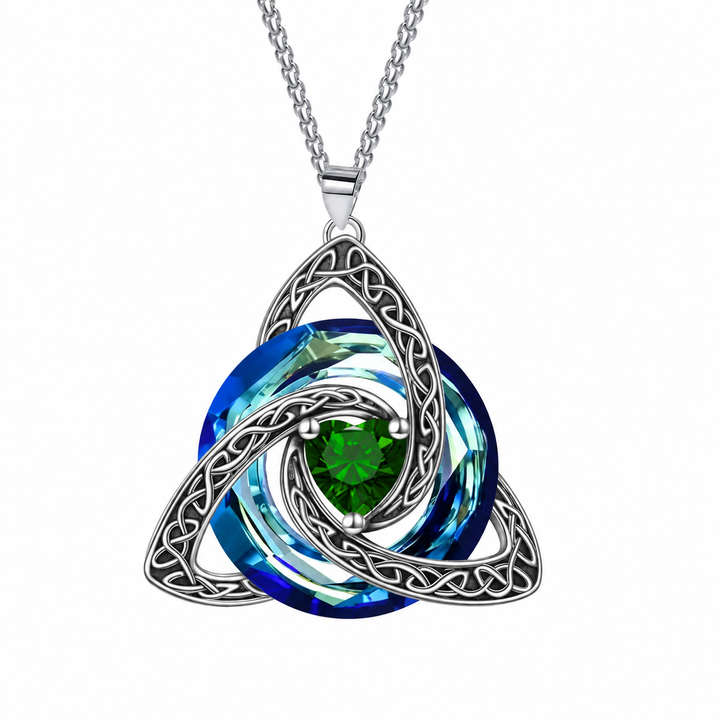 Trinity Knot Birthstone Heart Pendant