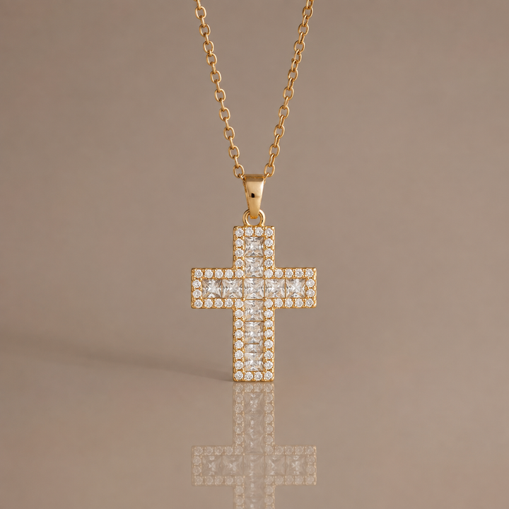 Rainbow Gem Cross Necklace