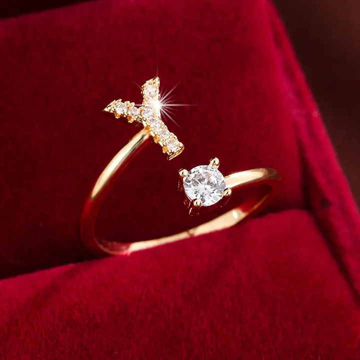 Crystal Letter Ring
