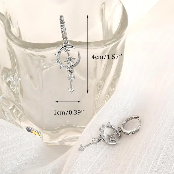 Moon &amp; Star Drop Earrings