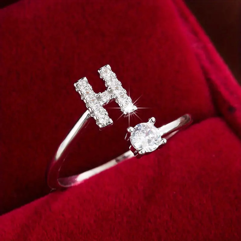 Crystal Letter Ring