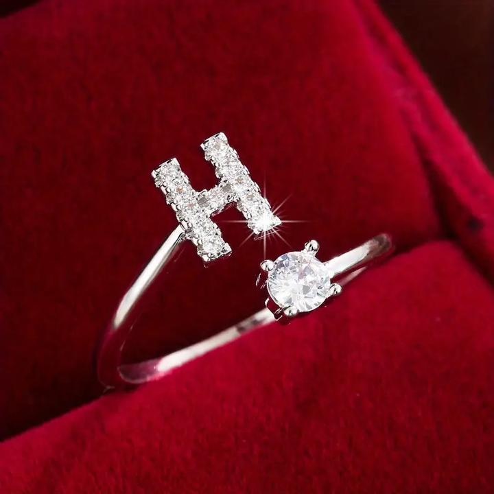 Crystal Letter Ring