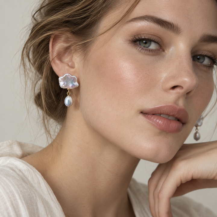 Pearl Cloud Drop Earrings