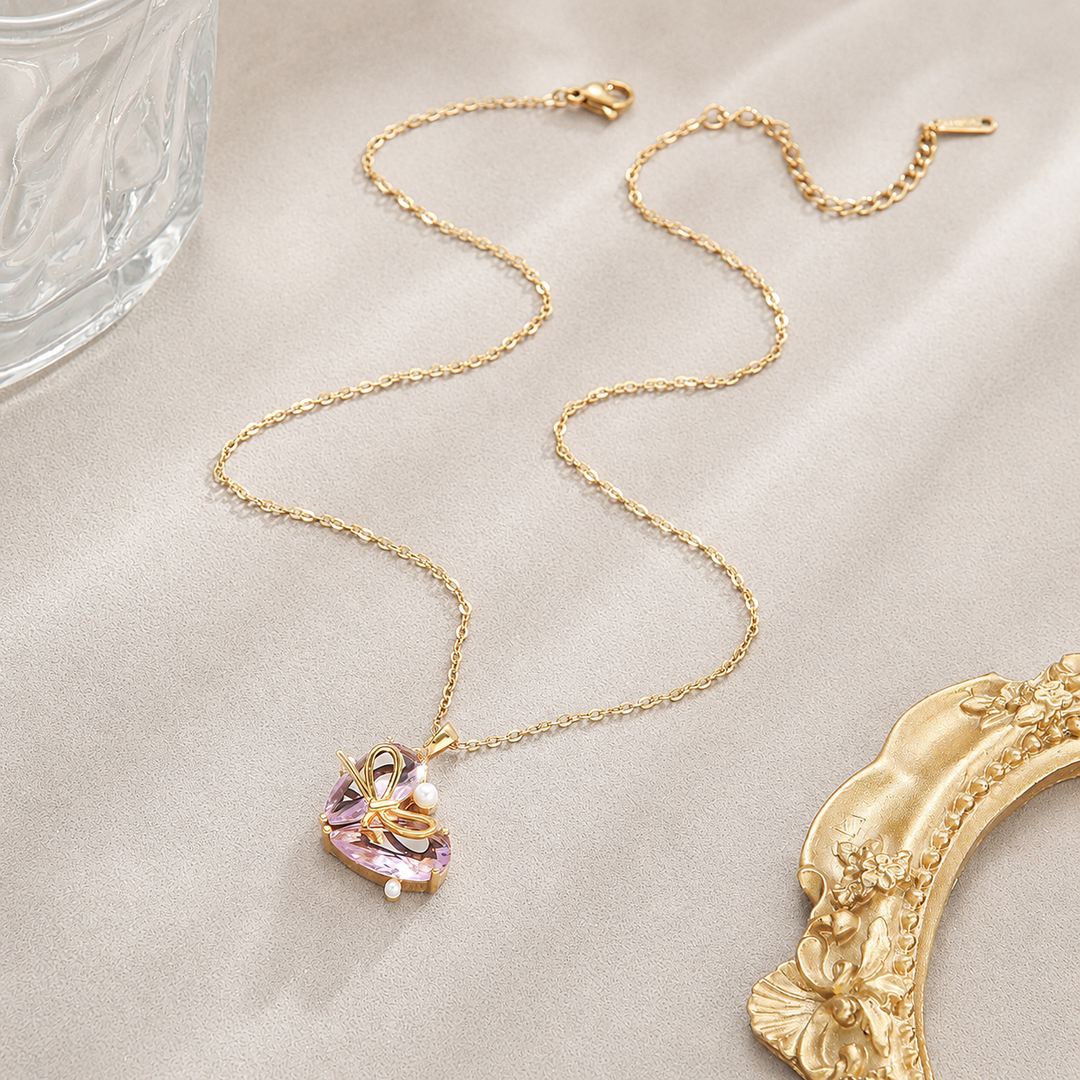 Bow Heart Pendant Necklace