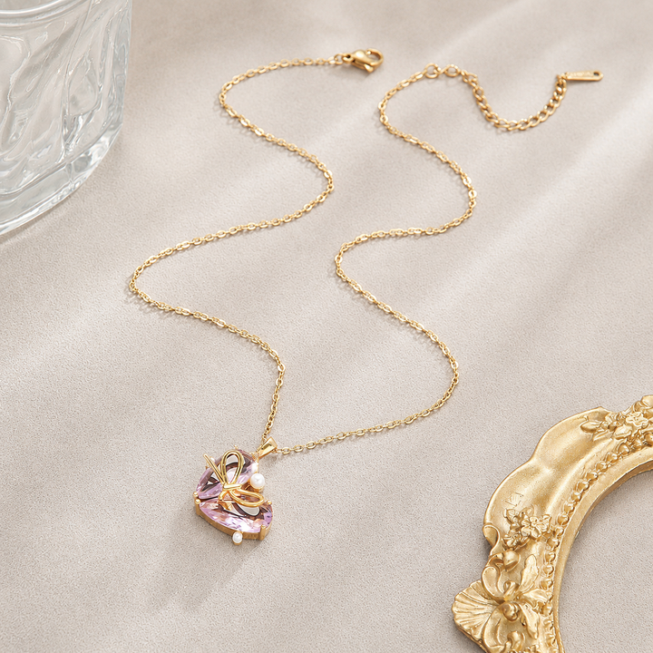 Bow Heart Pendant Necklace