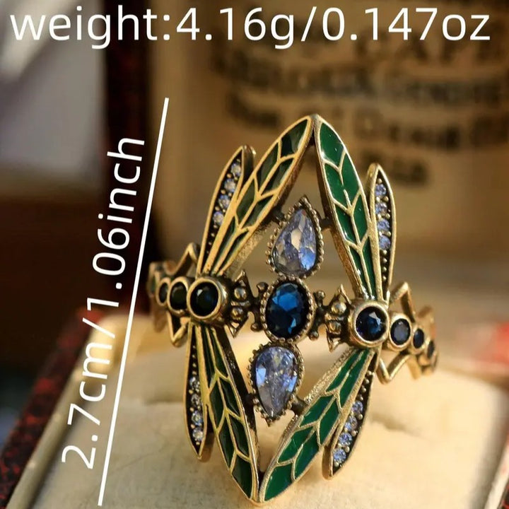 Emerald Dragonfly Vintage Ring