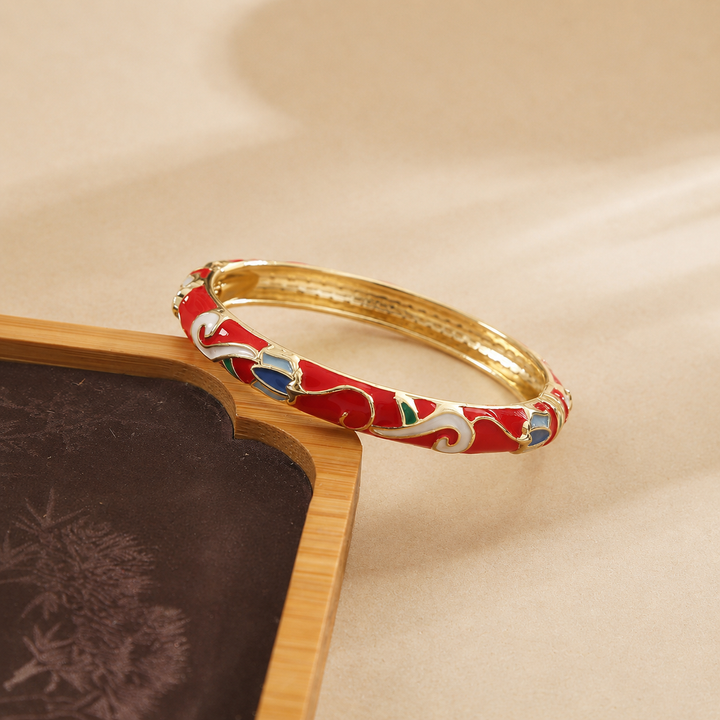 Vintage Enamel Floral Bangle