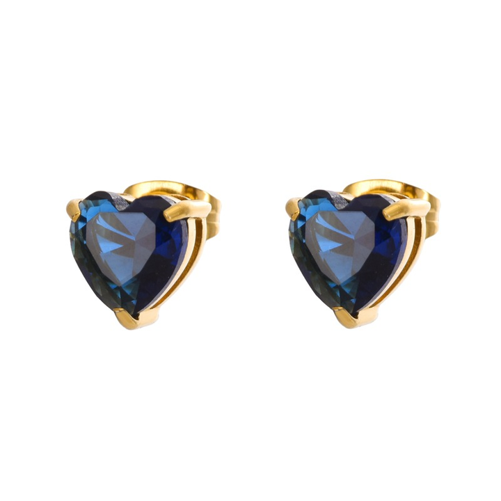 Serene Heart Birthstone Studs