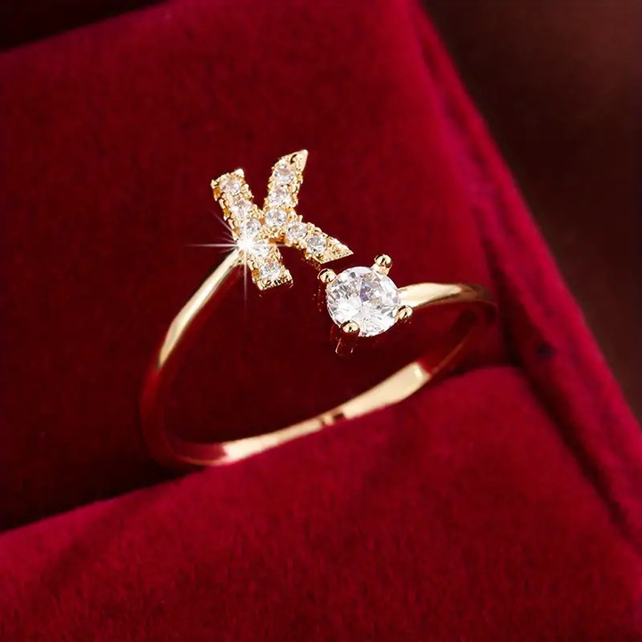 Crystal Letter Ring
