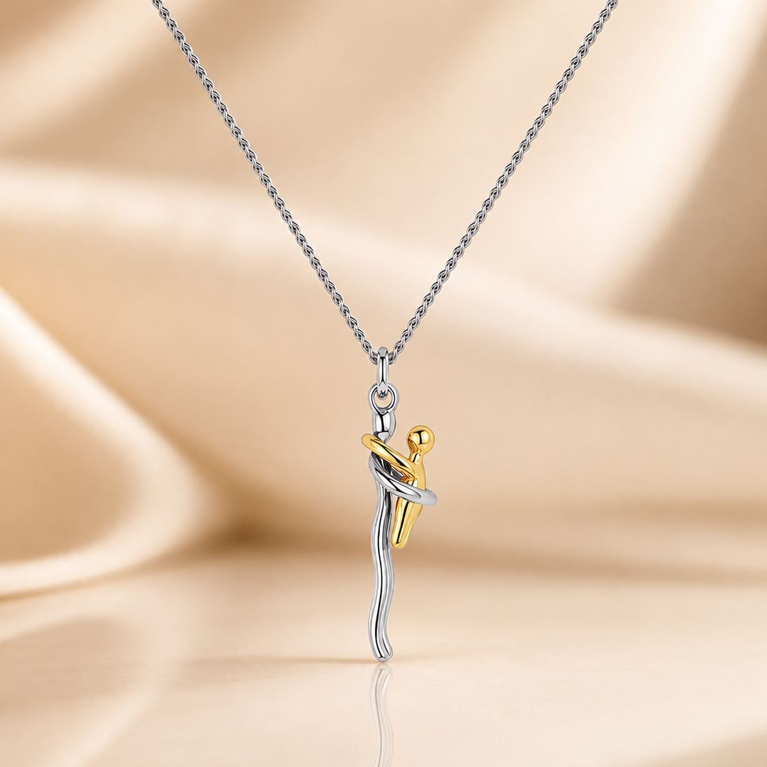 Abstract Mother and Child Embrace Necklace