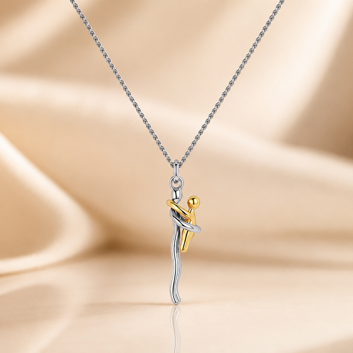 Abstract Mother and Child Embrace Necklace