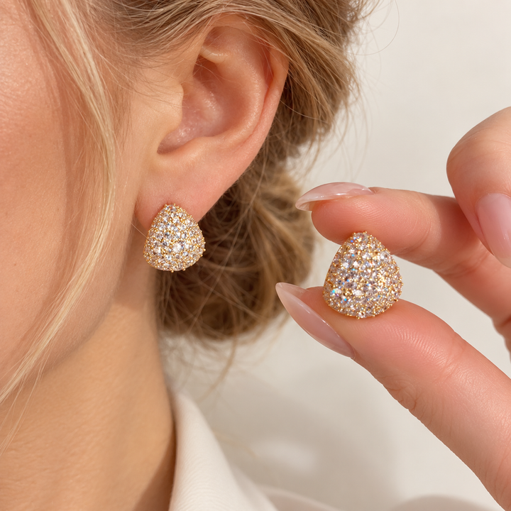 Crystal Pavé Heart Stud Earrings