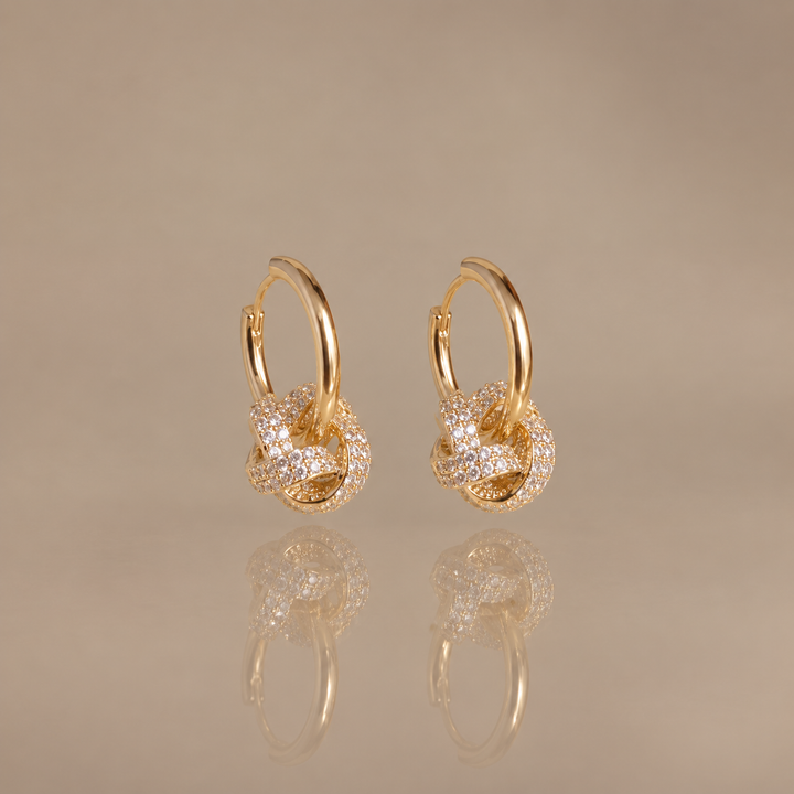 Crystal Knot Hoop Earrings