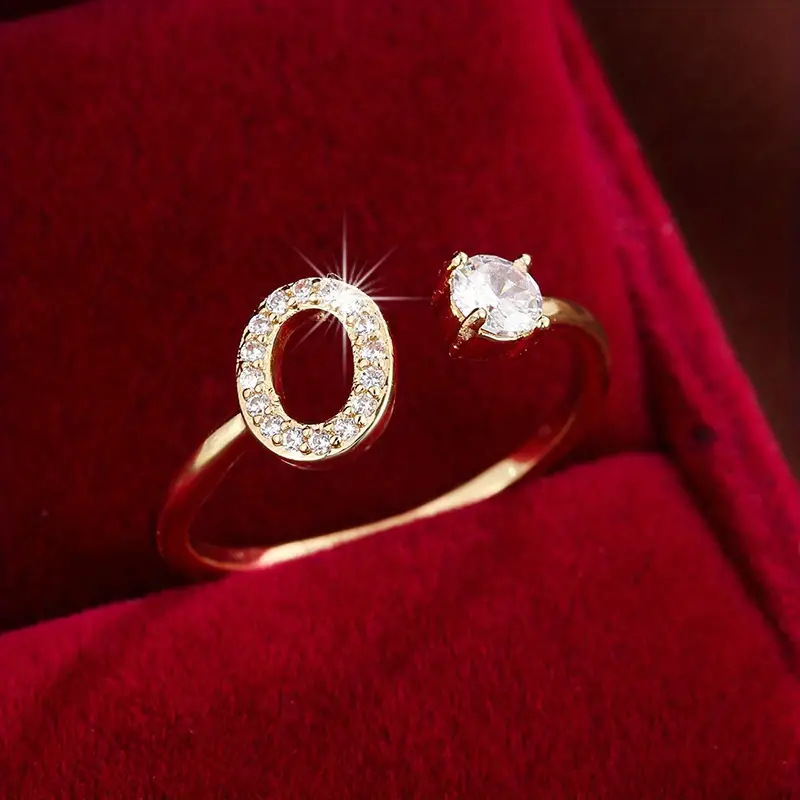 Crystal Letter Ring