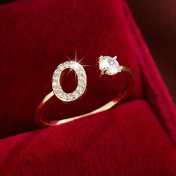 Crystal Letter Ring