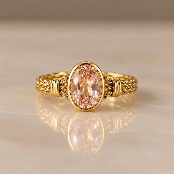 Blush Oval Gemstone Adjustable Ring