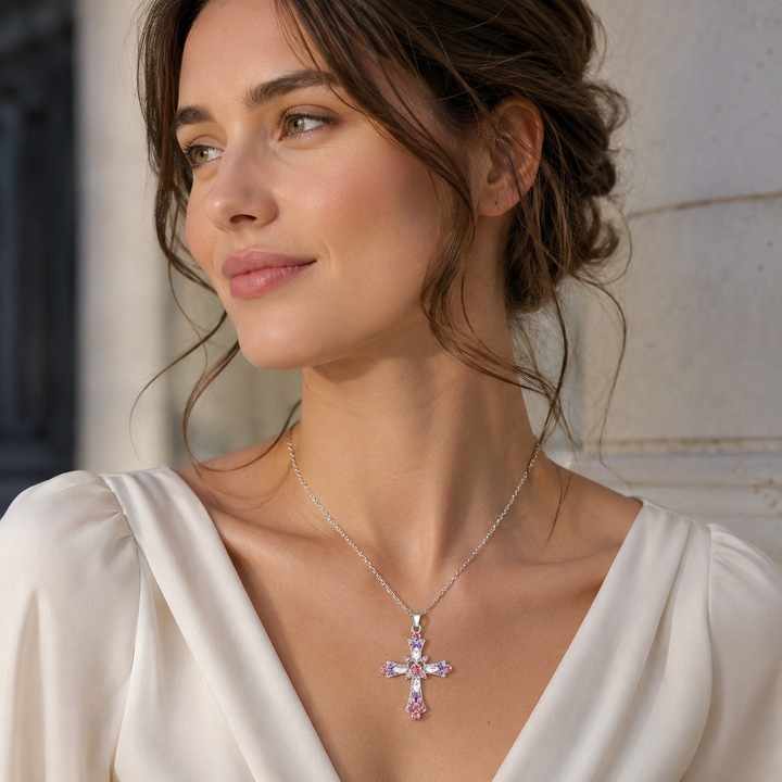 Colorful Zircon Cross Necklace