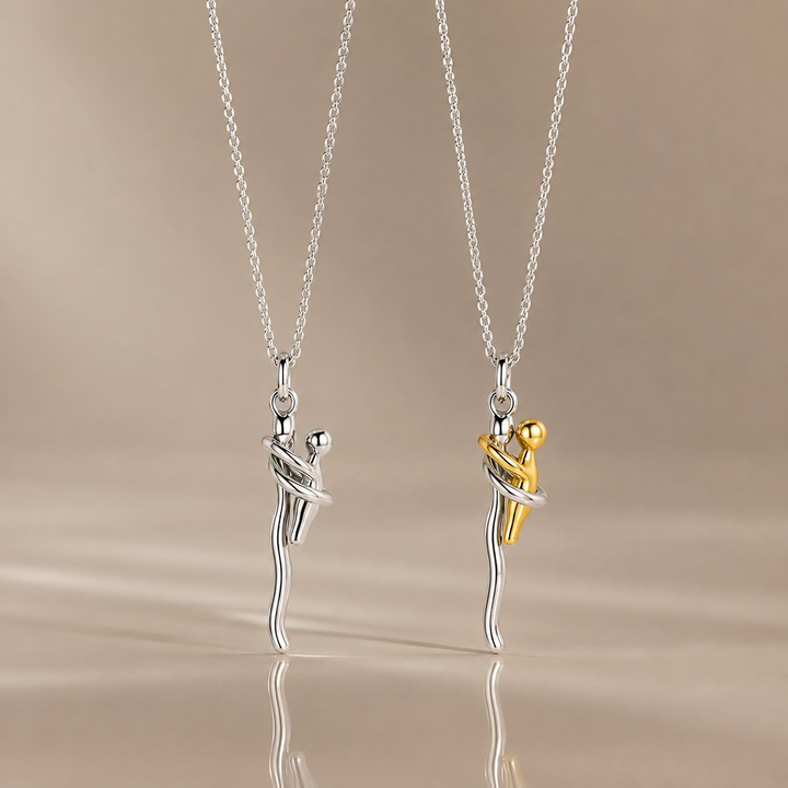 Abstract Mother and Child Embrace Necklace