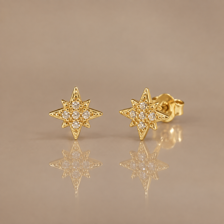 Octagram Zircon Stud Earrings