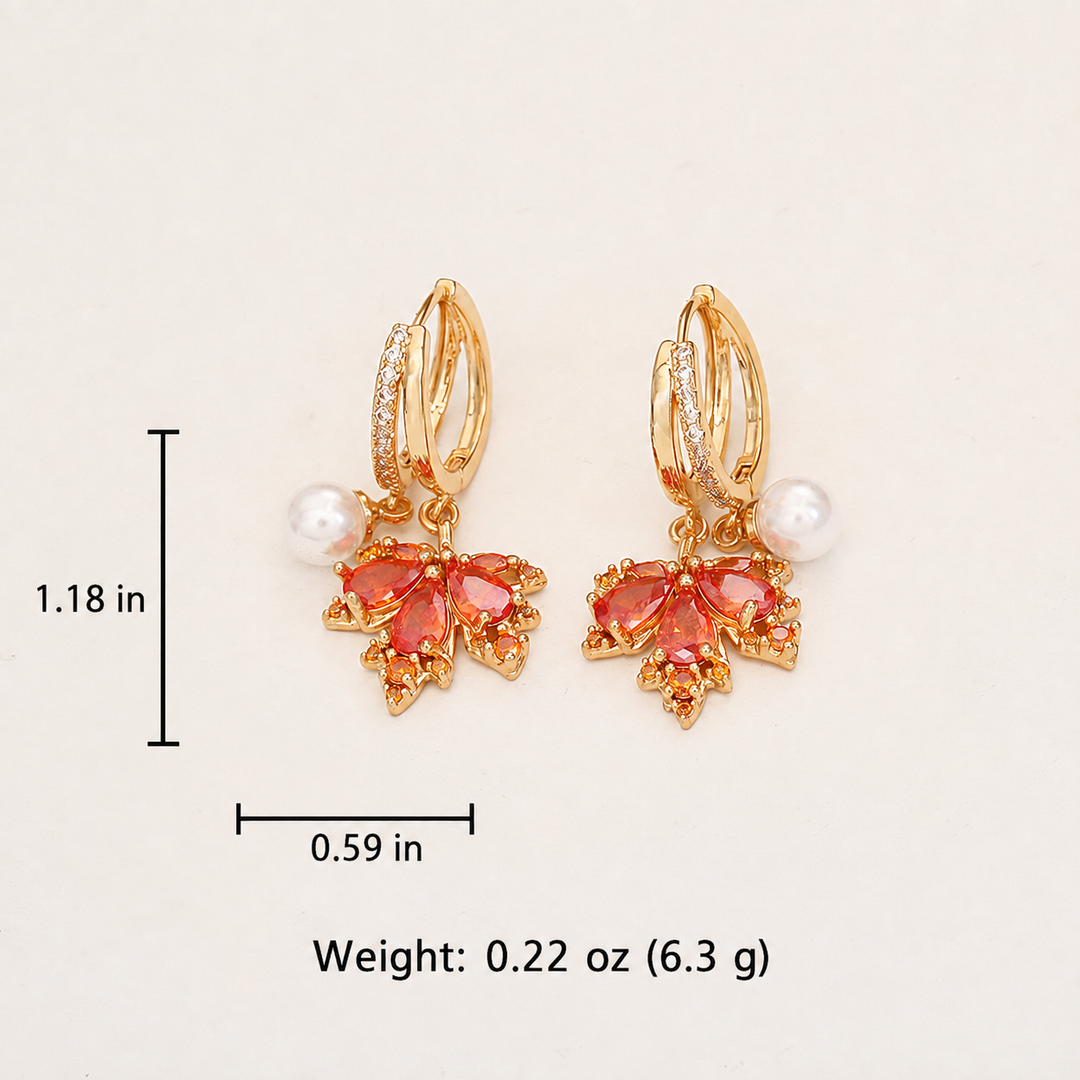 Red Crystal Maple Leaf Jewelry Set