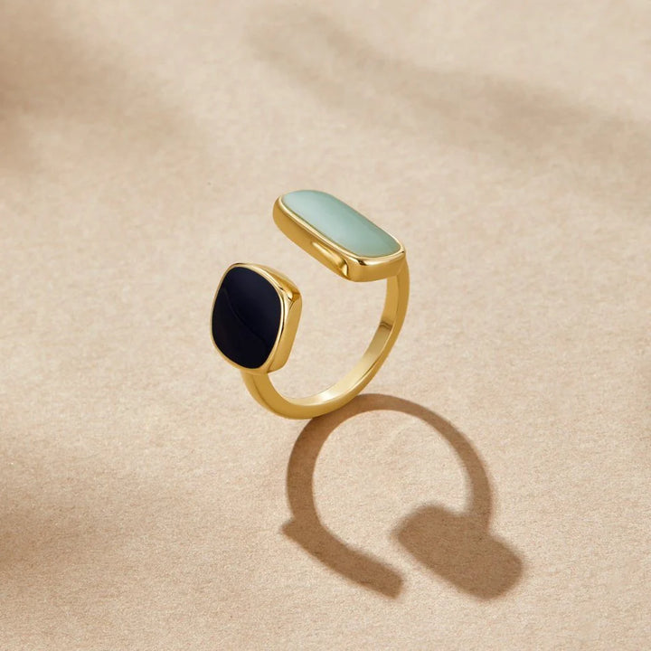 Double Gemstone Adjustable Ring