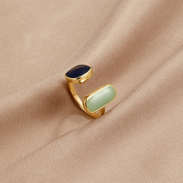 Double Gemstone Adjustable Ring