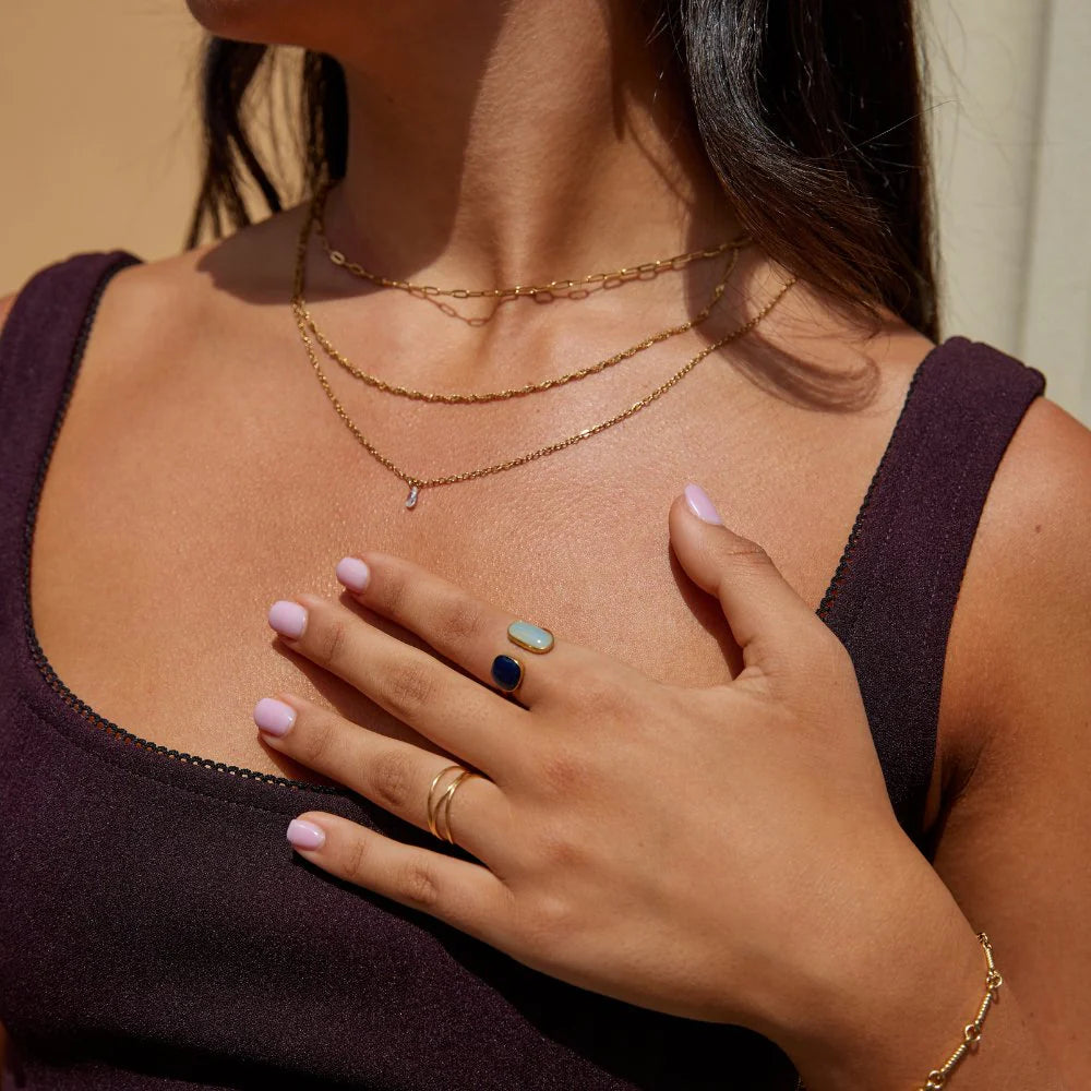 Double Gemstone Adjustable Ring