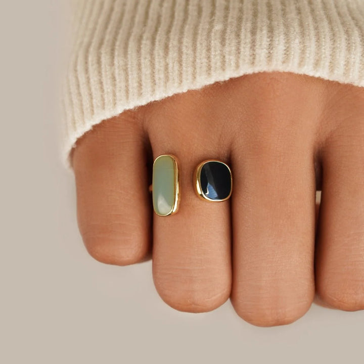 Double Gemstone Adjustable Ring