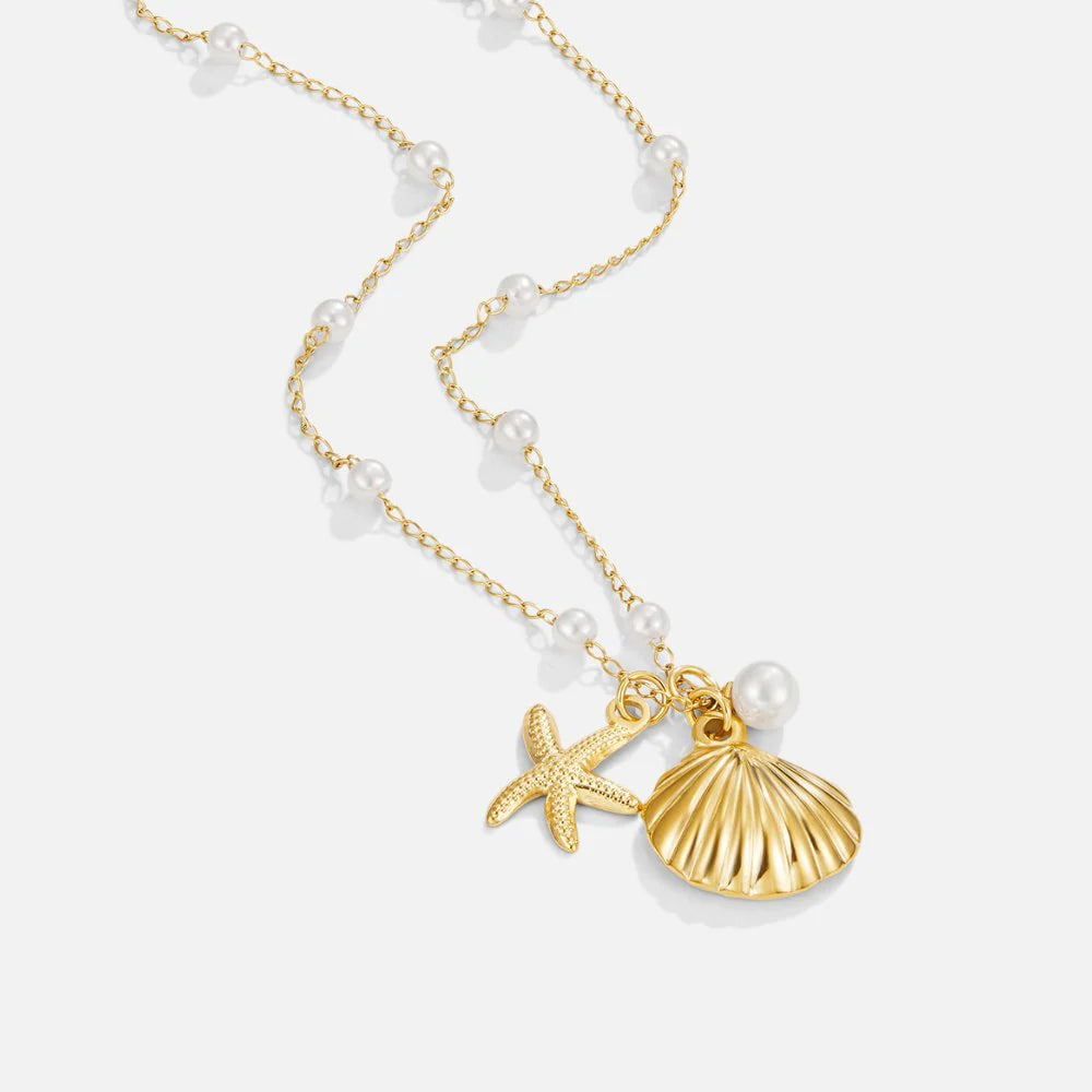Seashell Star Pearl Necklace