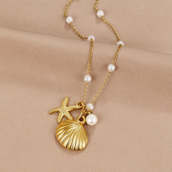 Seashell Star Pearl Necklace