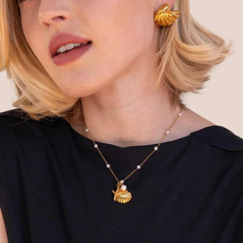Seashell Star Pearl Necklace