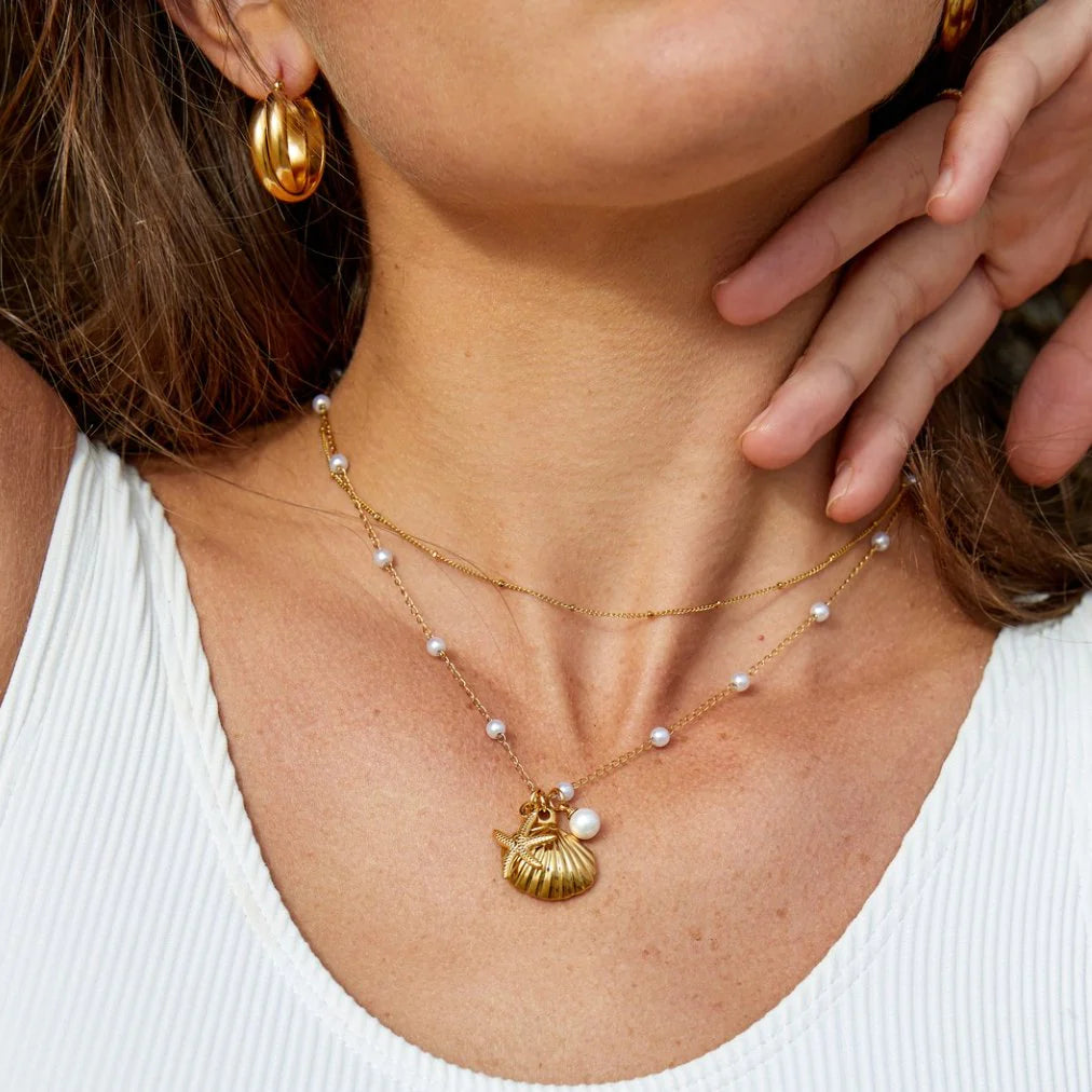 Seashell Star Pearl Necklace