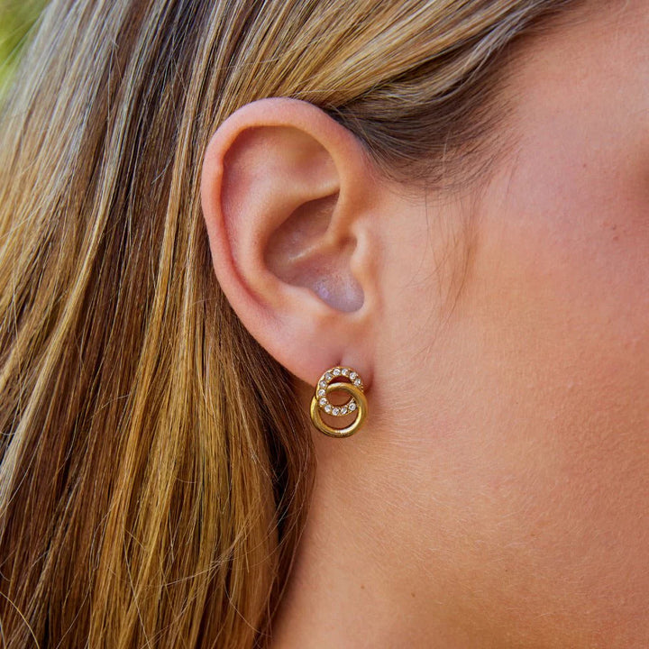 Double Circle Zircon Stud Earrings