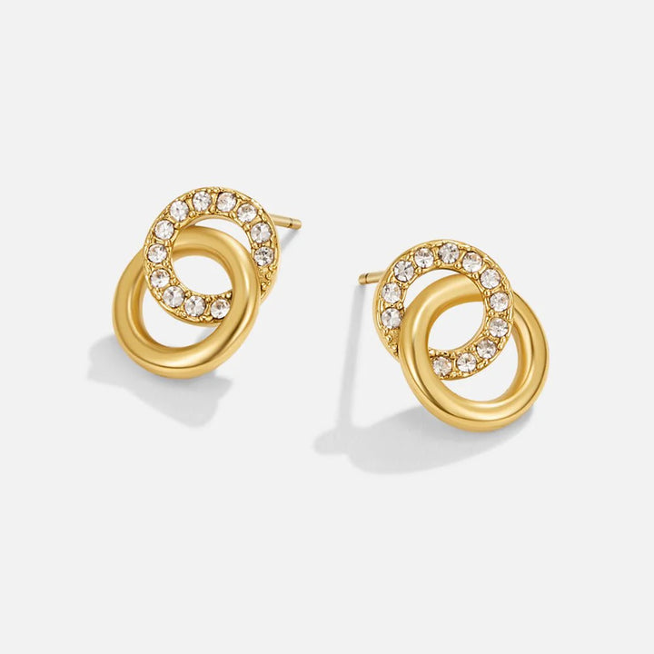 Double Circle Zircon Stud Earrings