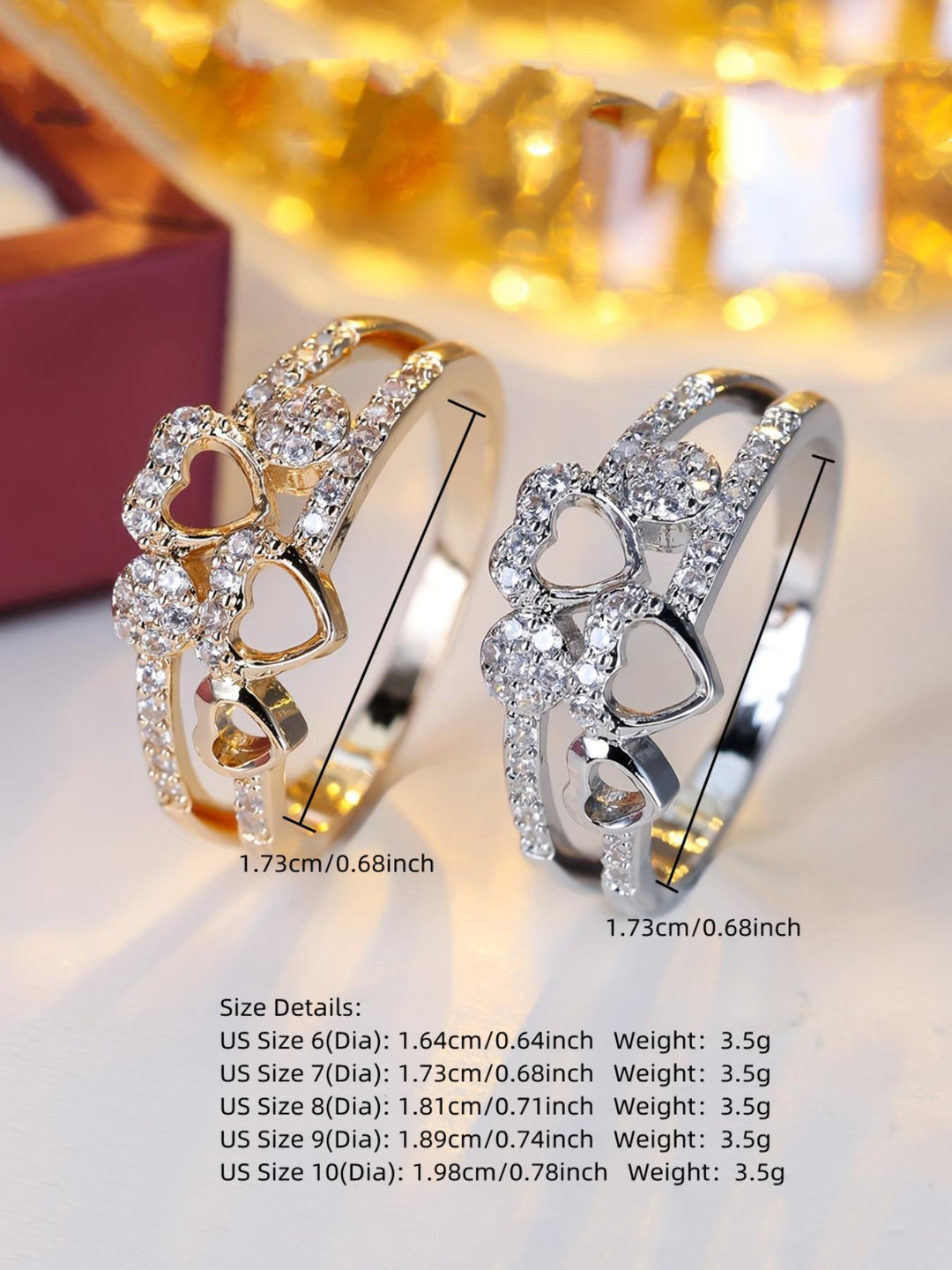 Double Heart Crystal Ring