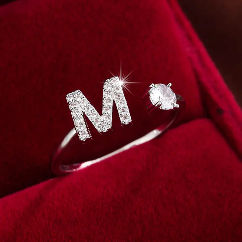 Crystal Letter Ring