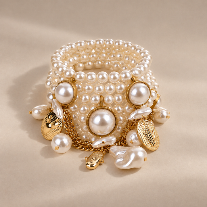 Layered Pearlescent Shell Charm Bracelet