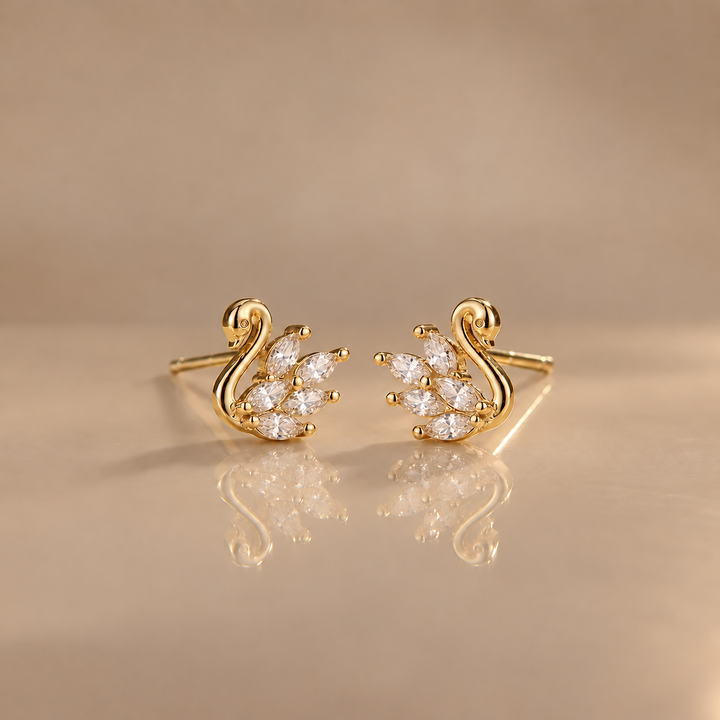 Swan Crystal Stud Earrings Set