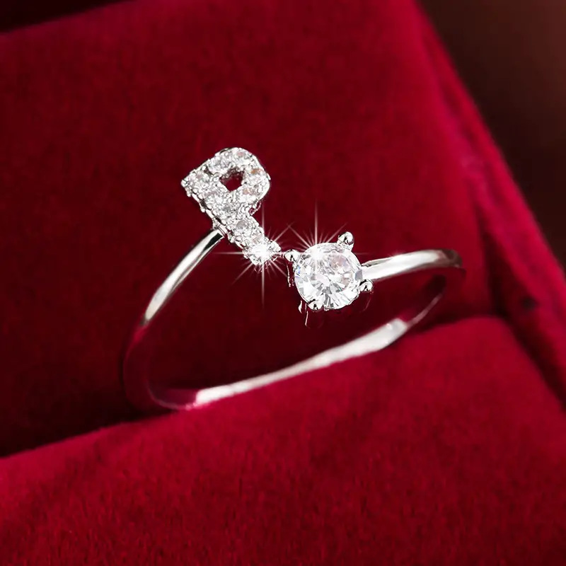 Crystal Letter Ring