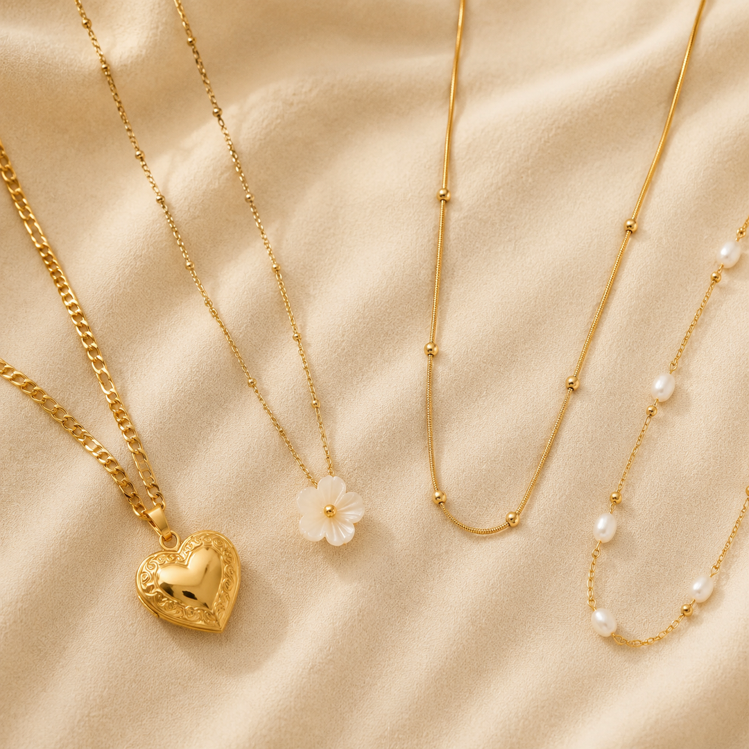Vintage Pearl Heart Layered Necklace