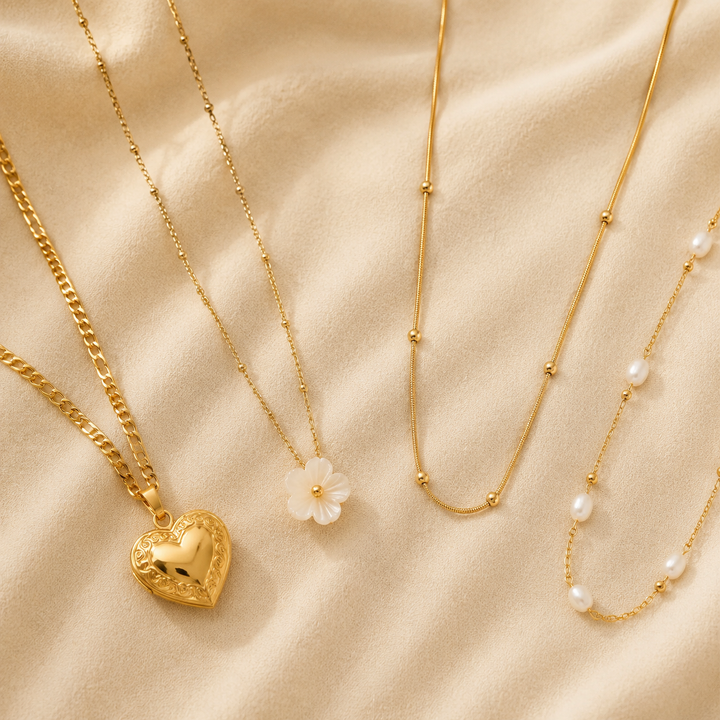 Vintage Pearl Heart Layered Necklace