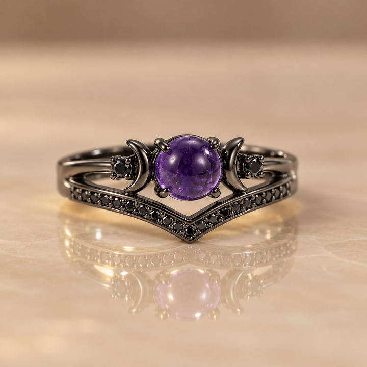 Celestial Moon V-Shaped Ring