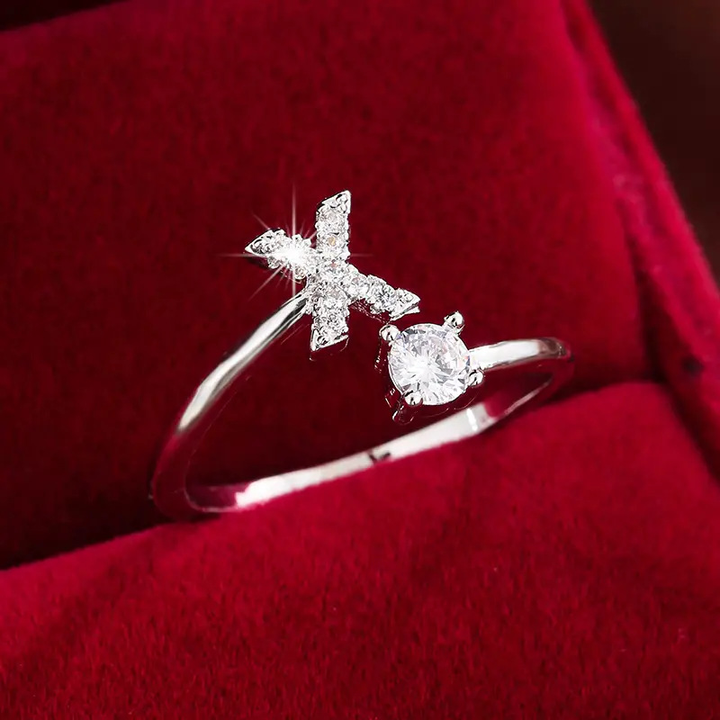 Crystal Letter Ring