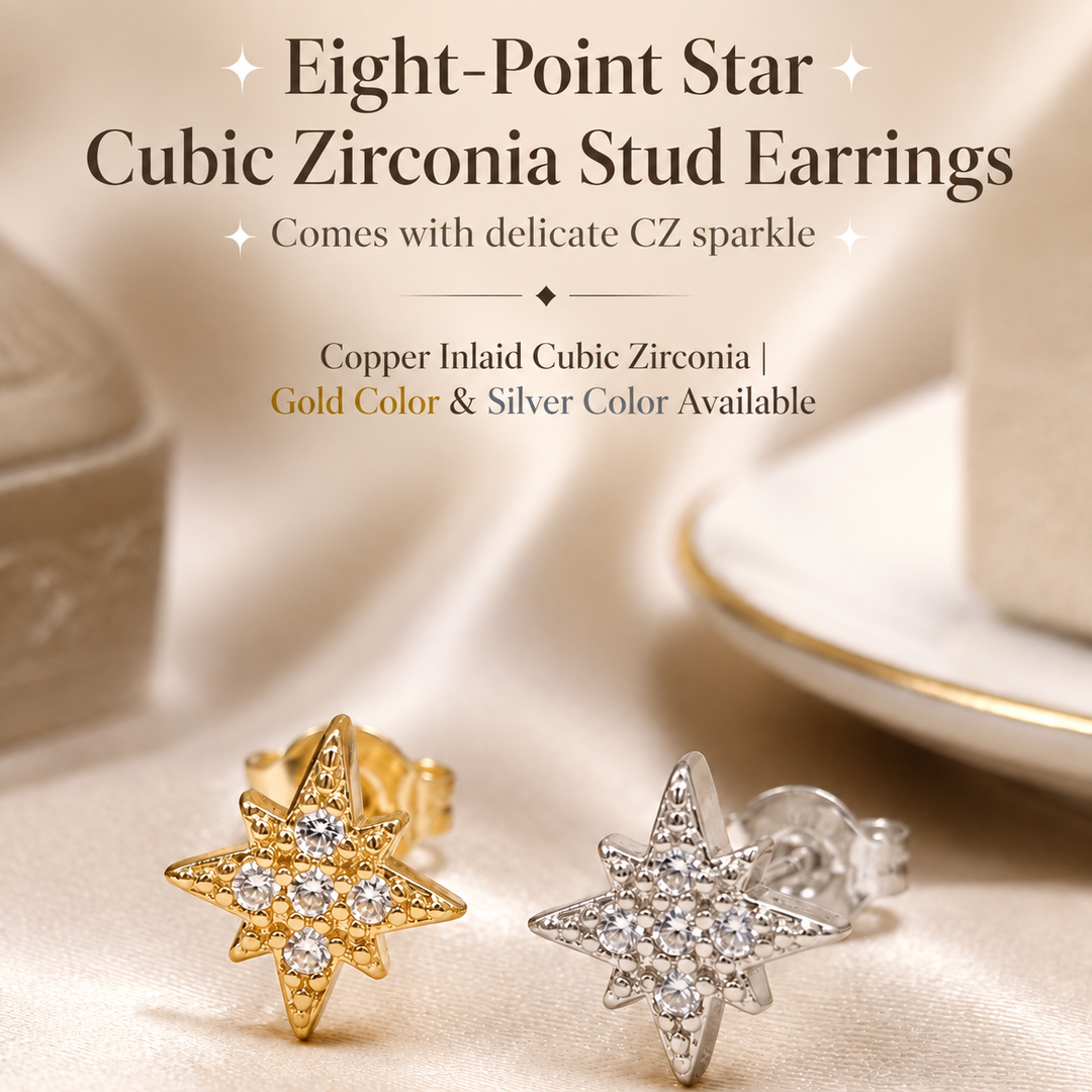 Octagram Zircon Stud Earrings