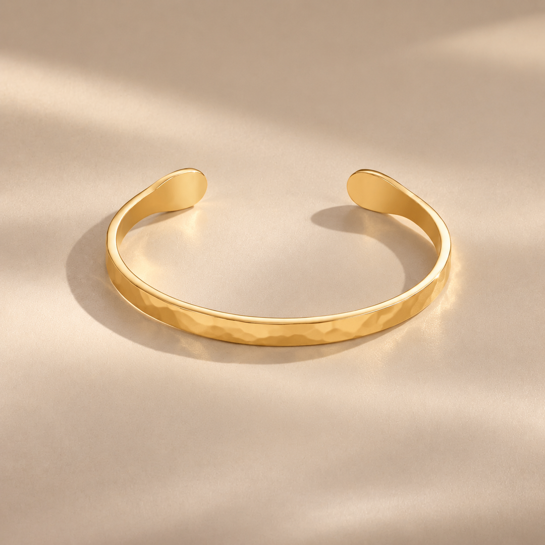 Hammered Gold Open Cuff Bracelet