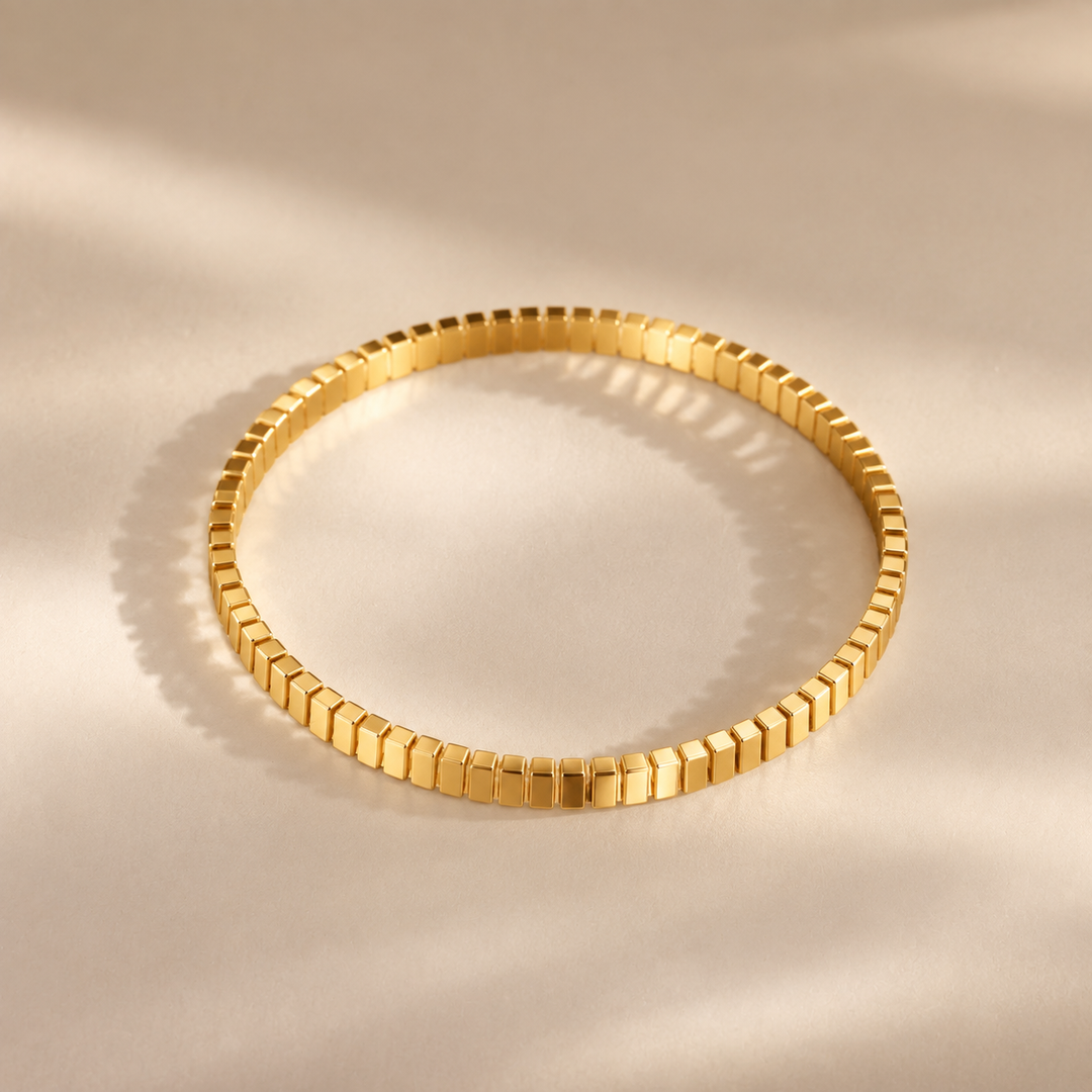 Gold Geometric Link Bangle