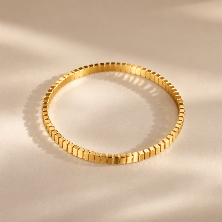 Gold Geometric Link Bangle