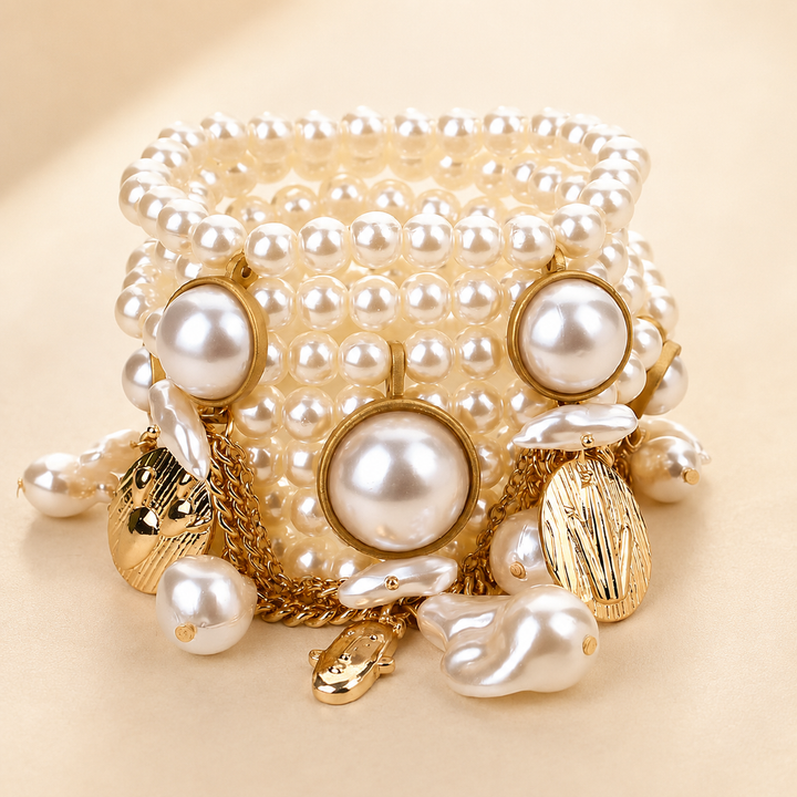Layered Pearlescent Shell Charm Bracelet