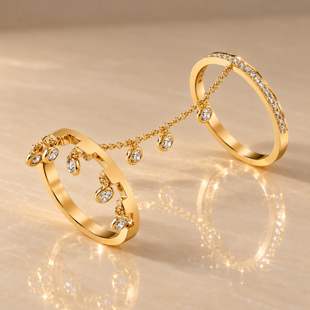 Crystal Chain Finger Ring